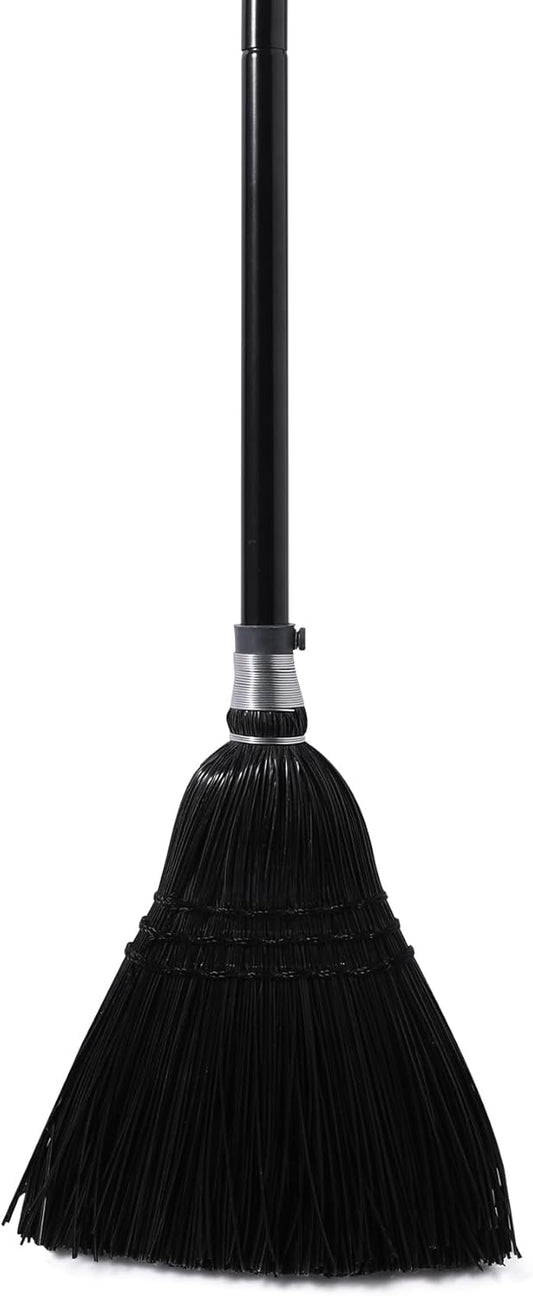 Yocada Broom Commercial Indoor Outdoor Broom 55.5 inch Tall for Courtyard Garage Lobby Mall Market Floor Home Office Leaves Stone Dust Rubbishb Black