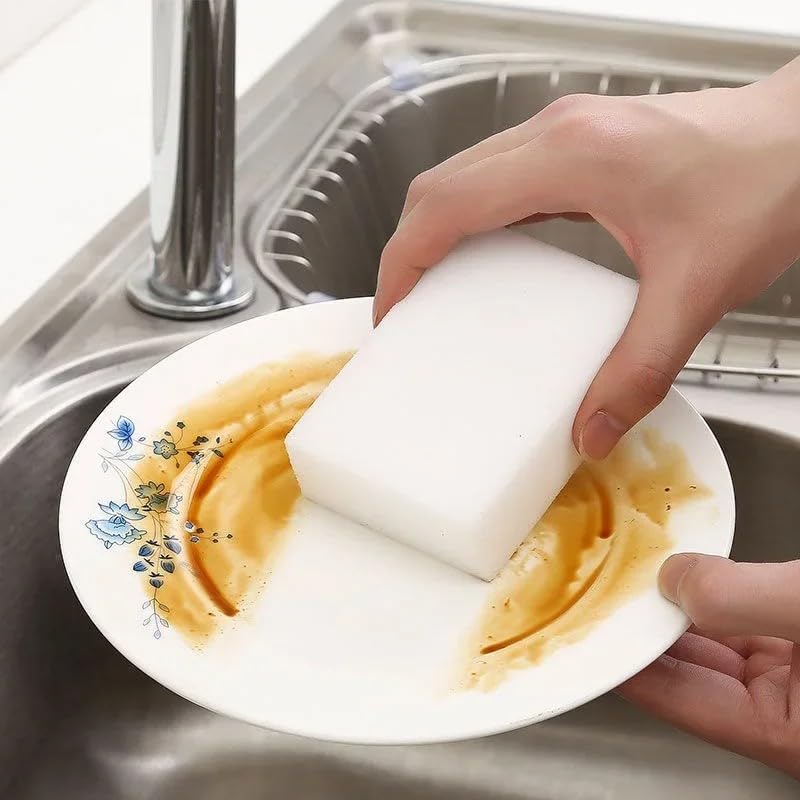 5Pcs Multifunctional Magic Sponge Cleaning Melamine Household Kitchen Dishwashing Pot Brush Cleaning Tool, White (10 * 7 * 3cm)