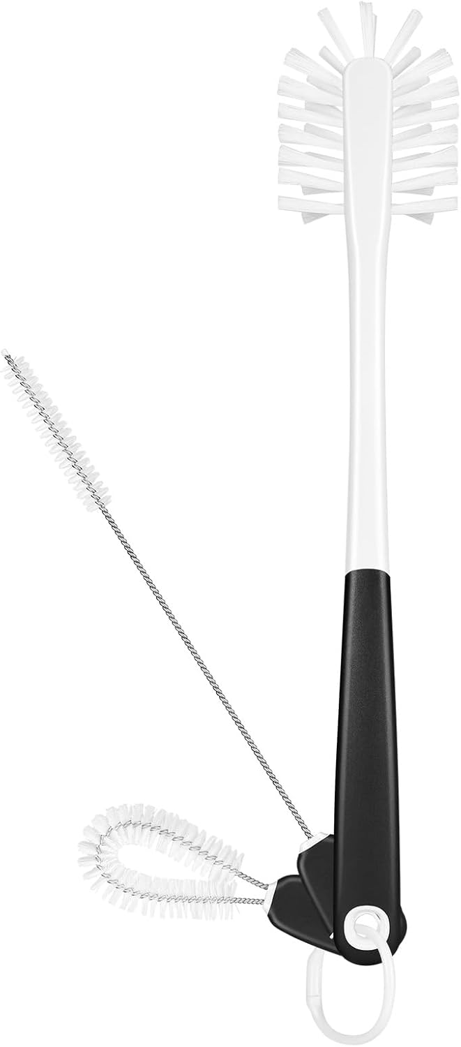 MOSOLAN 3-in-1 Water Bottle Cleaning Brush Set - Long Handle Scrubbing Brush for Tumbler, Straw, Baby Bottles, Drinking Glasses, White