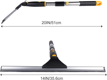 14" Shower Squeegee for Glass Doors, All-Purpose Extendable Squeegee for Shower Glass with 2 Blades,Window Squeegee,Window Cleaner Tool for Shower Doors, Windows, Bathroom and Car Windshields