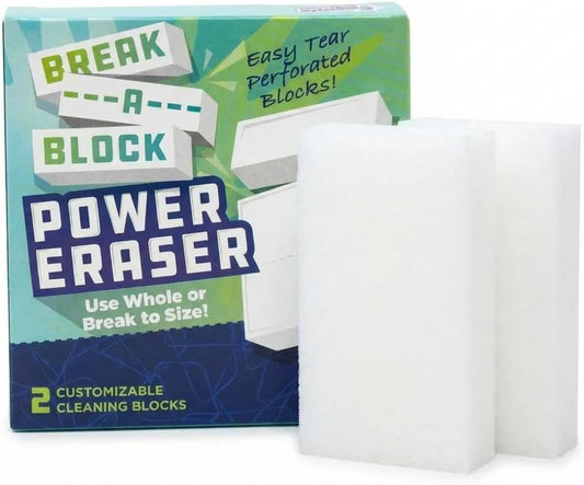 Melamine Cleaning Sponge (2-Pack) – Multi-Surface Eraser Sponge, Breakable Design for Longer Use, Removes Stains, Scuffs & Dirt on Kitchen, Bathroom, Walls, Shoes & More