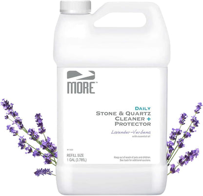MORE Stone & Quartz Cleaner + Protector - Water-Based Surface Spray - Granite, Quartz & Marble Cleaner - For Kitchen & Bathroom Countertops & Floors - Peppermint-Thyme Essential Oil - Pint (16oz)