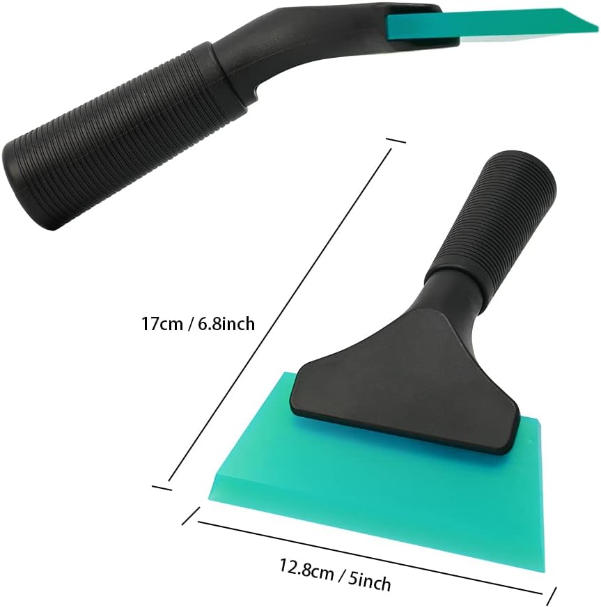 FOSHIO Small Squeegee with 5 Inch Dark Blue Rubber Blade Mini Wiper Window Tinting Tools for Mirror Glass Window Cleaner with Non-Slip Handle, 2 Pack