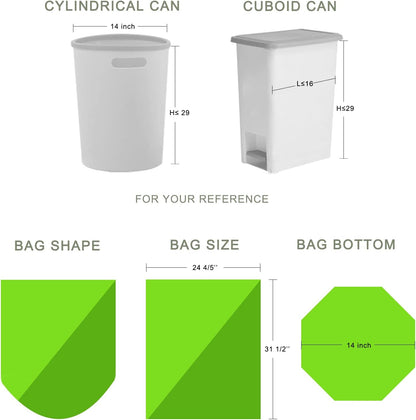 Small Trash Bags 4-6 Gallon, Inwaysin 200 Count Biodegradable Trash Bags 4 Gallon, Extra Strong Small Garbage Bags Unscented, Size Expanded, Green, for Bathroom Bedroom Office Kitchen Trash Can