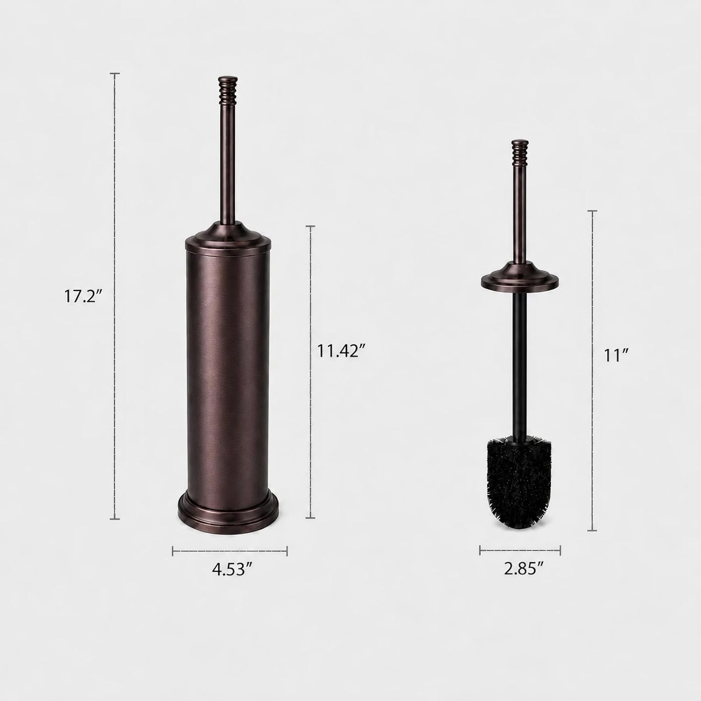 Black Toilet Brush and Holder Set，Extra Long Handled Toilet Bowl Brush and Holder，Stainless Steel Heavy Duty Toilet Brush for Bathroom,Deep Cleaning Modern Toilet Cleaner Slip Base