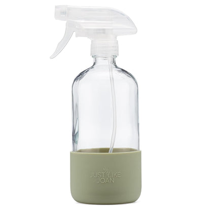 Clear Glass Spray Bottle with Silicone Sleeve for Cleaning Solutions, Essential Oils, Plants, Vinegar - 16 oz, Refillable, Food Safe (2-PACK: Rich Black & Ocean Turquoise)
