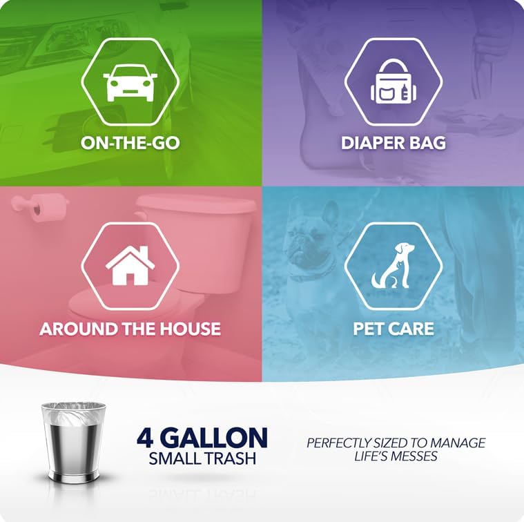 Color Scents 4 Gallon Garbage Bags – Small Scented Trash Bags for Bathroom & Bedroom| 720 Count | Twist Tie | Collection | Made in USA