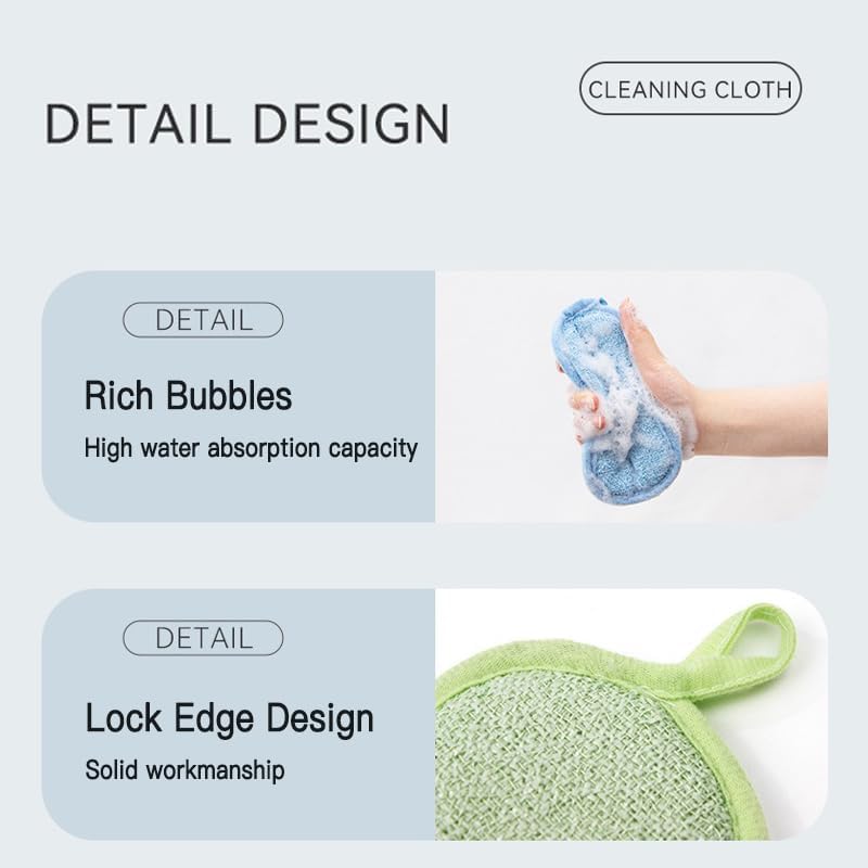 Dish Sponge Kitchen Sponges,Scrub Sponges,Double Sided Cleaning,Non Scratch,Ultra fine Fiber Wiping+Stainless Steel Wire to Remove Stubborn Stains,Durable Thickening (Large 6-Pack)
