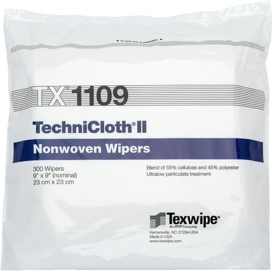 Texwipe TX1109 TechniCloth II 9" x 9" Cellulose and Polyester Cleanroom Wiper (Pack of 300)