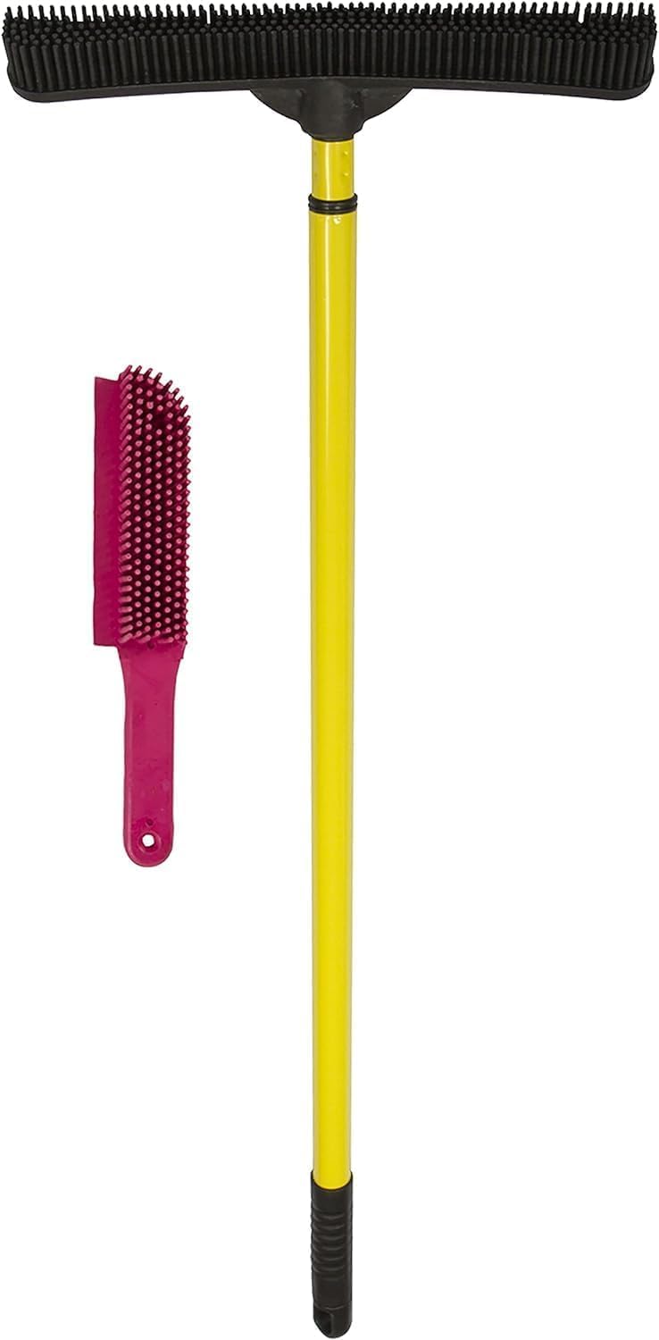FURemover Pet Hair Removal Rubber Broom, 61" Telescopic Handle