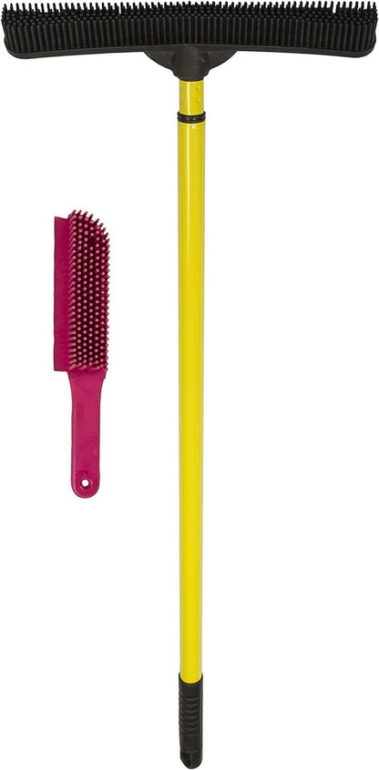 FURemover Pet Hair Removal Rubber Broom, 61" Telescopic Handle