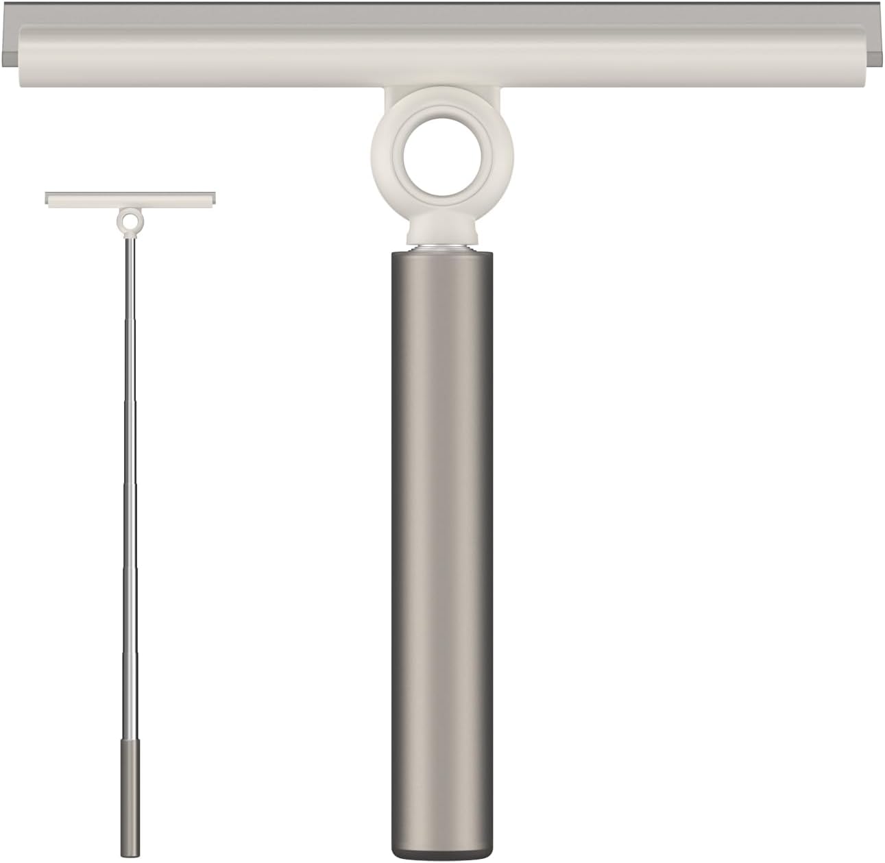 Extendable Shower Squeegee for Glass Doors, Shower Squeegee with 10-Inch Silicone Blade, Telescoping Handle for Windows and Shower Glass, Silver
