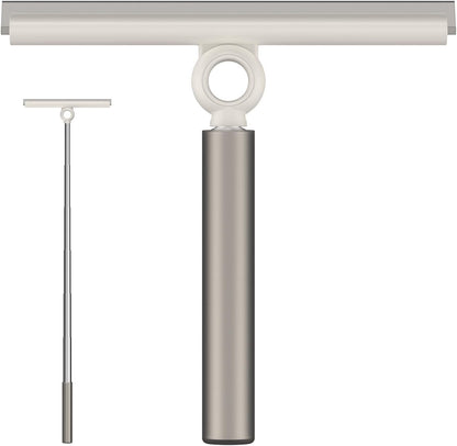 Extendable Shower Squeegee for Glass Doors, Shower Squeegee with 10-Inch Silicone Blade, Telescoping Handle for Windows and Shower Glass, Silver