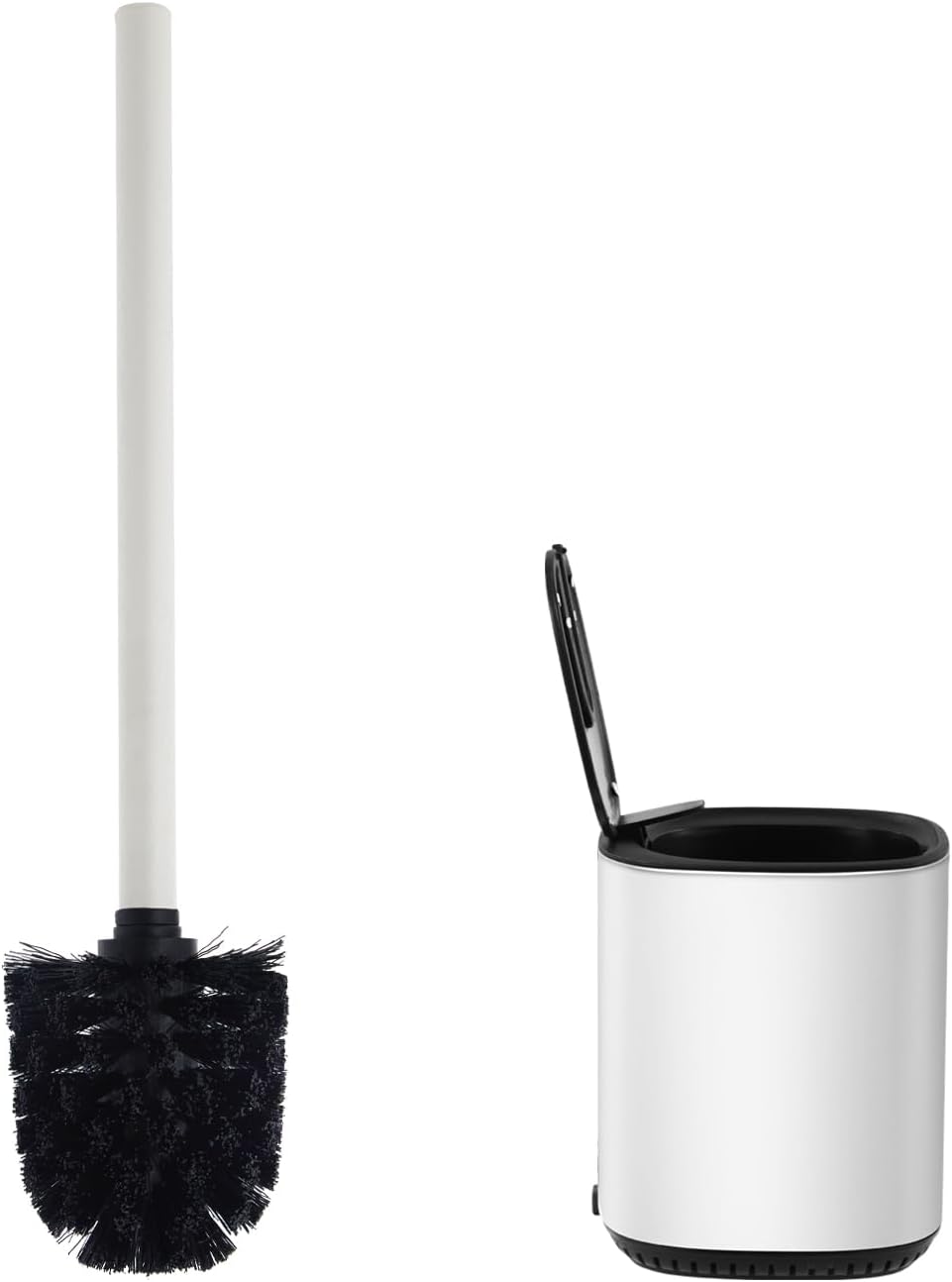 Toilet Brush Holder Set Toilet Bowl Brush Stainless Steel Automatic Open lid Toilet Bowl Cleaner Brush with Durable Bristle Head Toilet Cleaning Brush for Bathroom