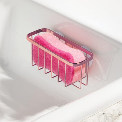 iDesign Stainless Steel Suction Sponge Holder, Kitchen Sink Sponge Caddy Organizer, 2-Pack, Polished