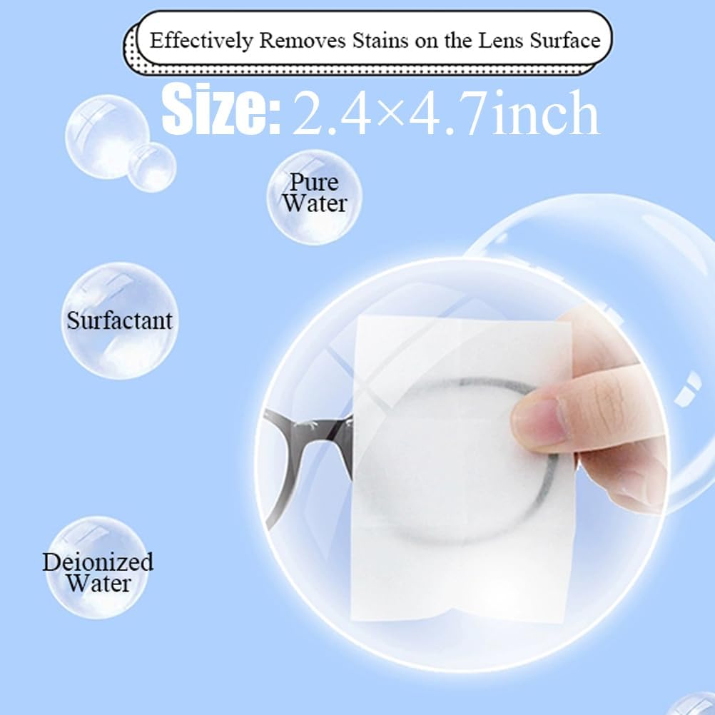 Pre-Moistened Lens Cleaning Wipes, 300 Pcs Cleaning Wipes for Glasses, Computer & Laptops Screens, Smart Phones, Optical Lens, Goggles, and Watch Screen l Quick-Dry and Scratch-Free