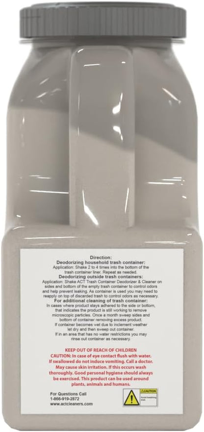 ACT Trash Deodorizer and Cleaner | Eliminates Odors Controls Garbage Sludge | for Garage and Outdoor Bins | Dry Powder Eco-Friendly 2.5lb