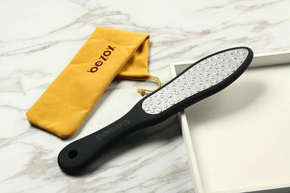 BEZOX Foot File Callus Remover, Double Sided Foot Scrubber for Dead Skin, Stainless Steel Pedicure File for Cracked Heel W/Cloth Storage Bag & Gift Box