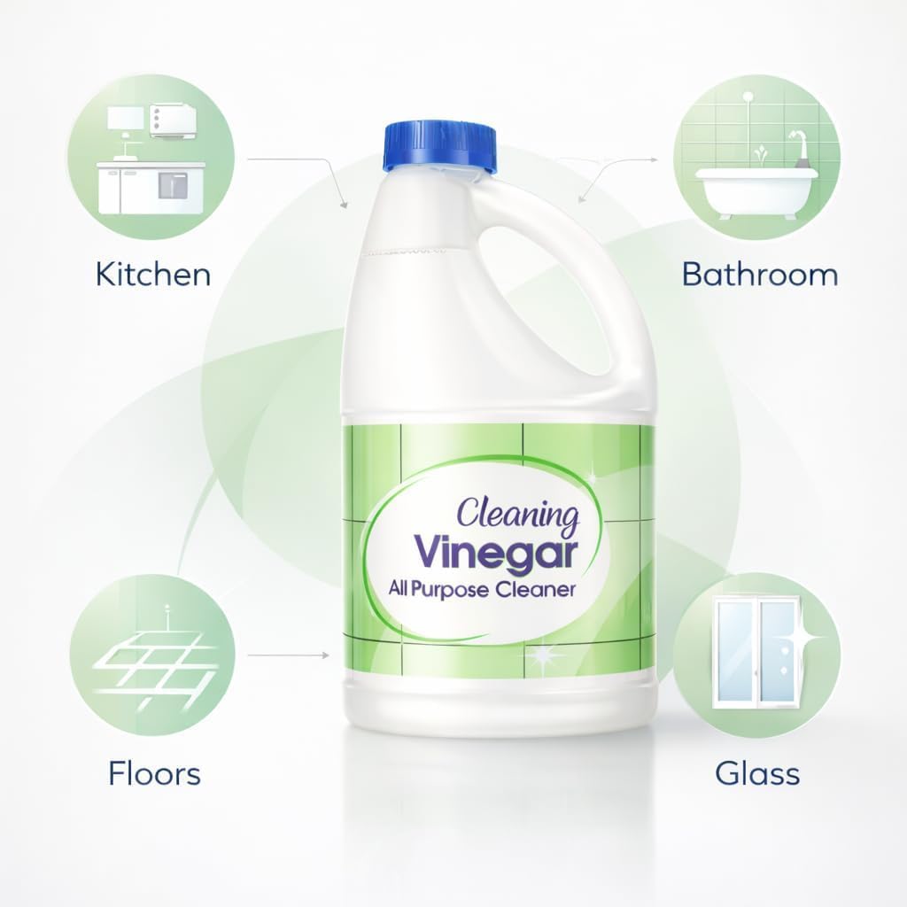 All Purpose Distilled White Vinegar Cleaning Solution, 64 fl oz Large Size, Multi-Use Household Cleaner for Kitchen, Bathroom, Glass & Surface Care