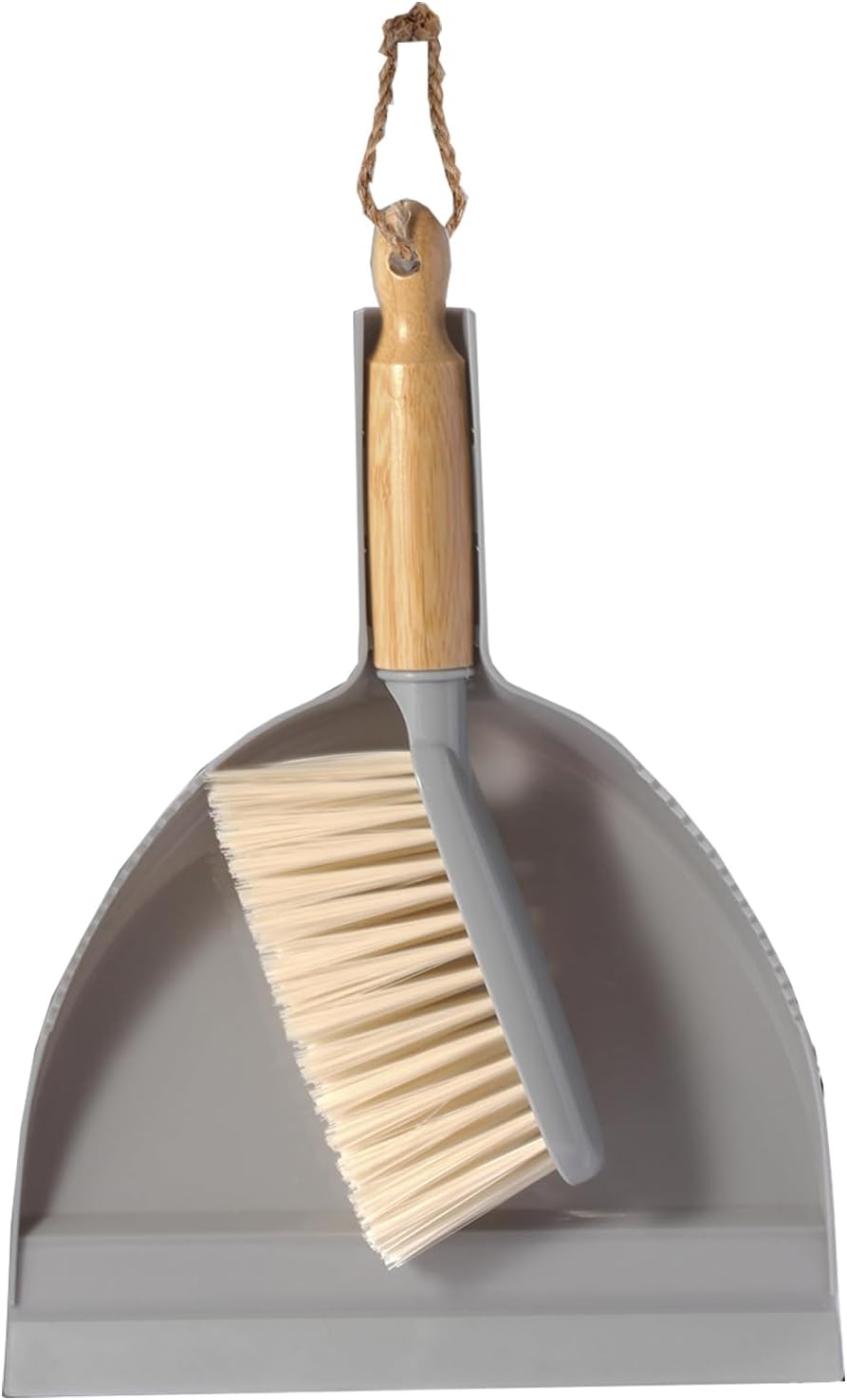 Mini Broom and Dustpan Set - Small Broom and Dustpan Set for Home, Camping Broom, Whisk Brooms Small(Gray Orange)