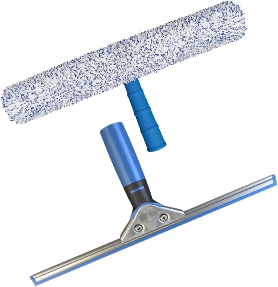 Professional Squeegee - Premium Quality Silicone Rubber Blades with Ergonomic Handle for Streak-Free Cleaning - Perfect for Windows, Shower Doors, and Railings