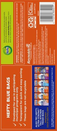 Hefty Blue Trash Bags, Blue, 13 Gallon, 60 Count
