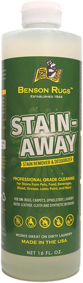 Stain-Away Rug, Carpet & Upholstery Stain Remover-Deodorizer by Benson Rugs - 8 fl oz