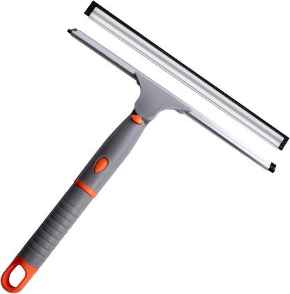 Swivel Shower Squeegee for Glass Doors, All-Purpose Anti-Slip Window Squeegee with 2 Blades, Window Cleaner Tool Bathroom Squeegee for Shower Doors, Tile Shower Walls，Mirrors,Car Windshields