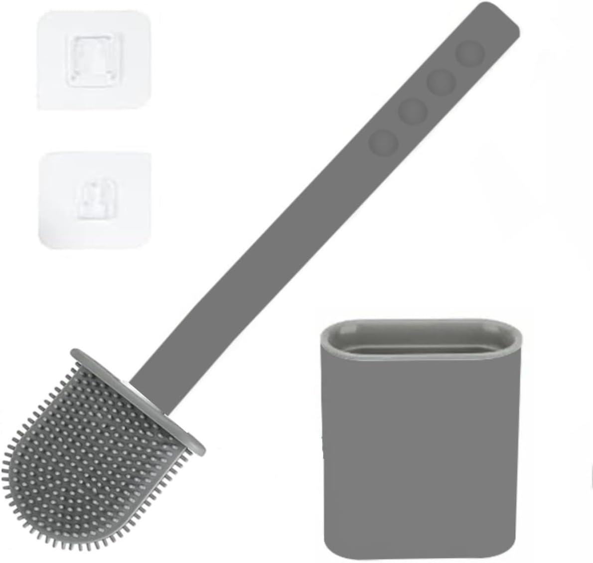 Modern Minimalist Silicone Black Toilet Brush with Holder - Pack of 2 Toilet Bowl Brush Set - Self-Cleaning & Splash-Free, Easy-Rinse Design with Wall Mounted Holder Bathroom Accessory.