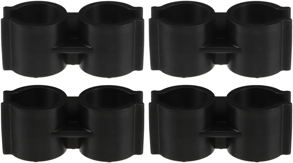 VOSAREA 4pcs Clip for Broom and Dustpan, Black Plastic Broom and Dustpan Connector Clip, Double Pipe Clamp Fastener for Space Saving Storage Organizer