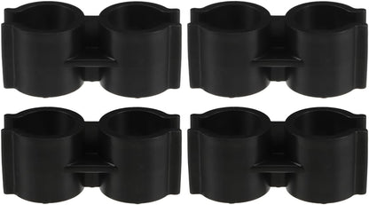 VOSAREA 4pcs Clip for Broom and Dustpan, Black Plastic Broom and Dustpan Connector Clip, Double Pipe Clamp Fastener for Space Saving Storage Organizer