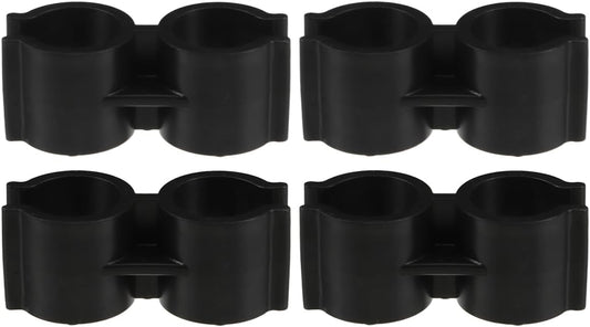 VOSAREA 4pcs Clip for Broom and Dustpan, Black Plastic Broom and Dustpan Connector Clip, Double Pipe Clamp Fastener for Space Saving Storage Organizer