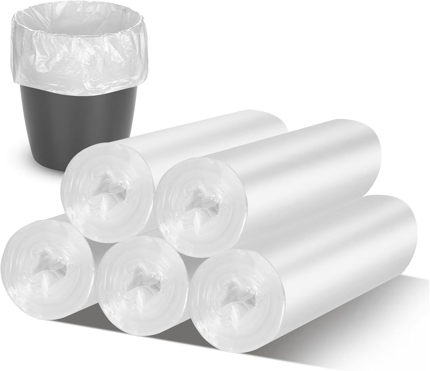 220Counts Small Trash Bags 4 Gallon, Flexible & Durable Small Garbage Bags, Unscented & Easy Tearing 4 Gallon Trash Bag for Kitchen, Bathroom, Bedroom, Office, Transparent,0.3Mil