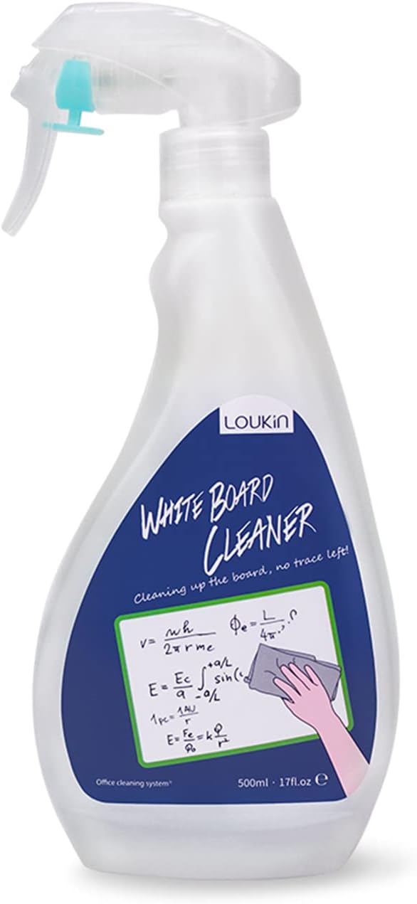 loukin Non-Toxic Whiteboard Cleaner, 8.5 fl oz Dry Erase Board Cleaner, Whiteboard Cleaning Spray with Cloth, Removes Stubborn Marks from Whiteboards