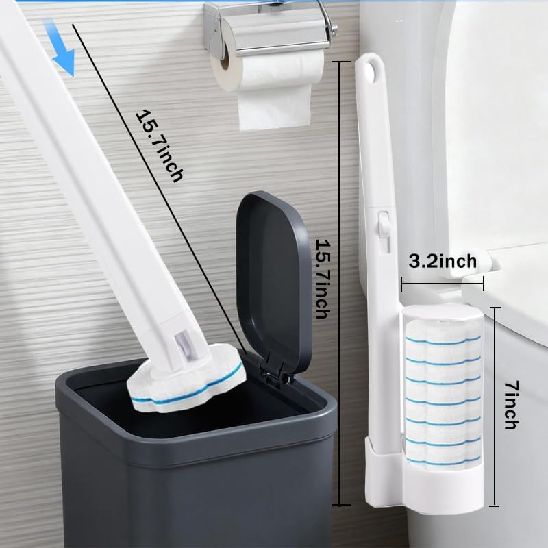 Disposable Toilet Brush and Holder Set with 48 PCS Refills, Deep Cleaning Toilet Bowl Cleaner Wands for Toilet Bowl, Sink, Toilet Cleaning System Starter Kit