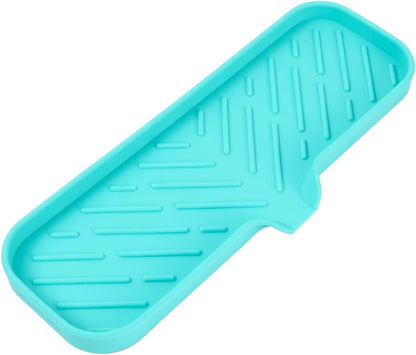 MicoYang Silicone Bathroom Soap Dishes with Drain Spout-Bathroom and Kitchen Sink Organizer,Sponge Holder,Dish Soap Tray,Perfect for Dispenser,Scrubber,Bottle,Cup on Sink or Counter-Black 4.9"×3.2"