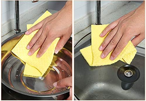 Reusable Cleaning Cellulose Sponge Cloths Absorbent Wipes Clean Kitchen Car Dish Eco-Friendly Dishcloth Hand Towel Auto - 1pack (5pcs)