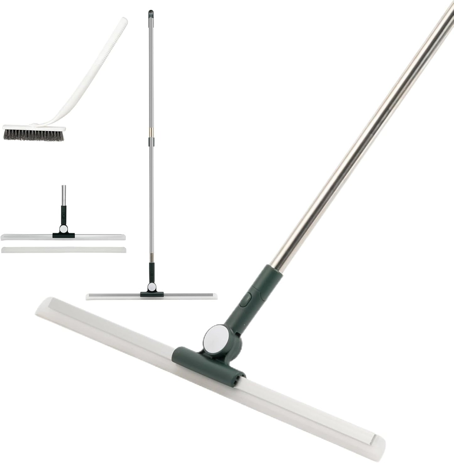 29"-49" Telescopic Pole Floor Squeegee for Concrete Floor, 21.85" Wide Heavy-Duty Squeegee with Detachable Stiff Brush, Large Squeegee Broom for Tile Floor, Garage, Swimming Pool, Bathroom