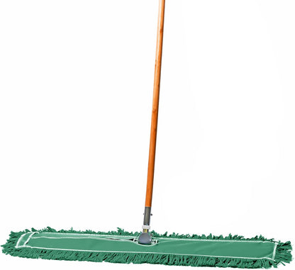 36 Inch Green Commercial Dust Mop & Floor Sweeper – Wood Handle Floor Mop for Tile, Hardwood & Concrete