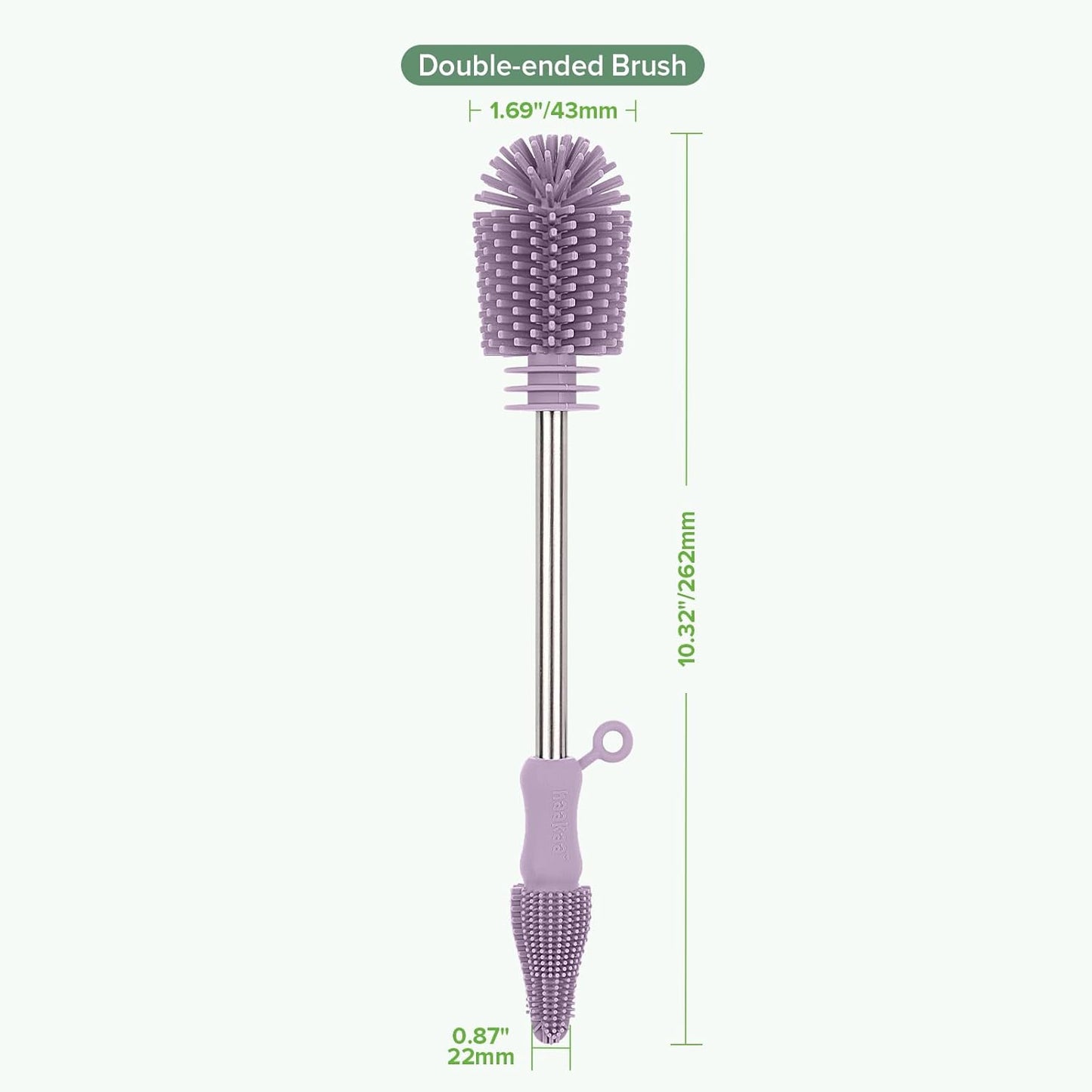 Haakaa Silicone Cleaning Brush - Baby Bottle Brush Cleaner for Breast Pump,Nipple,Breast Milk Storage Bag - Food Grade Silicone - 1 Count - Grey
