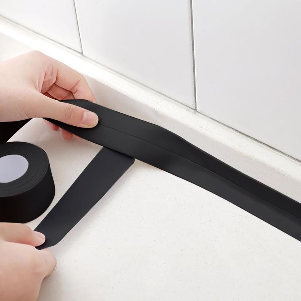 Clear Caulk Tape Waterproof Self Adhesive, Peel & Stick Bathroom Chalk Tape Toilet Bowl Bath Tub Kitchen Strip Floor Wall Tile Window Stove Sink Caulking, Cleaner Than Silicone, Caulk, Grout, Glue