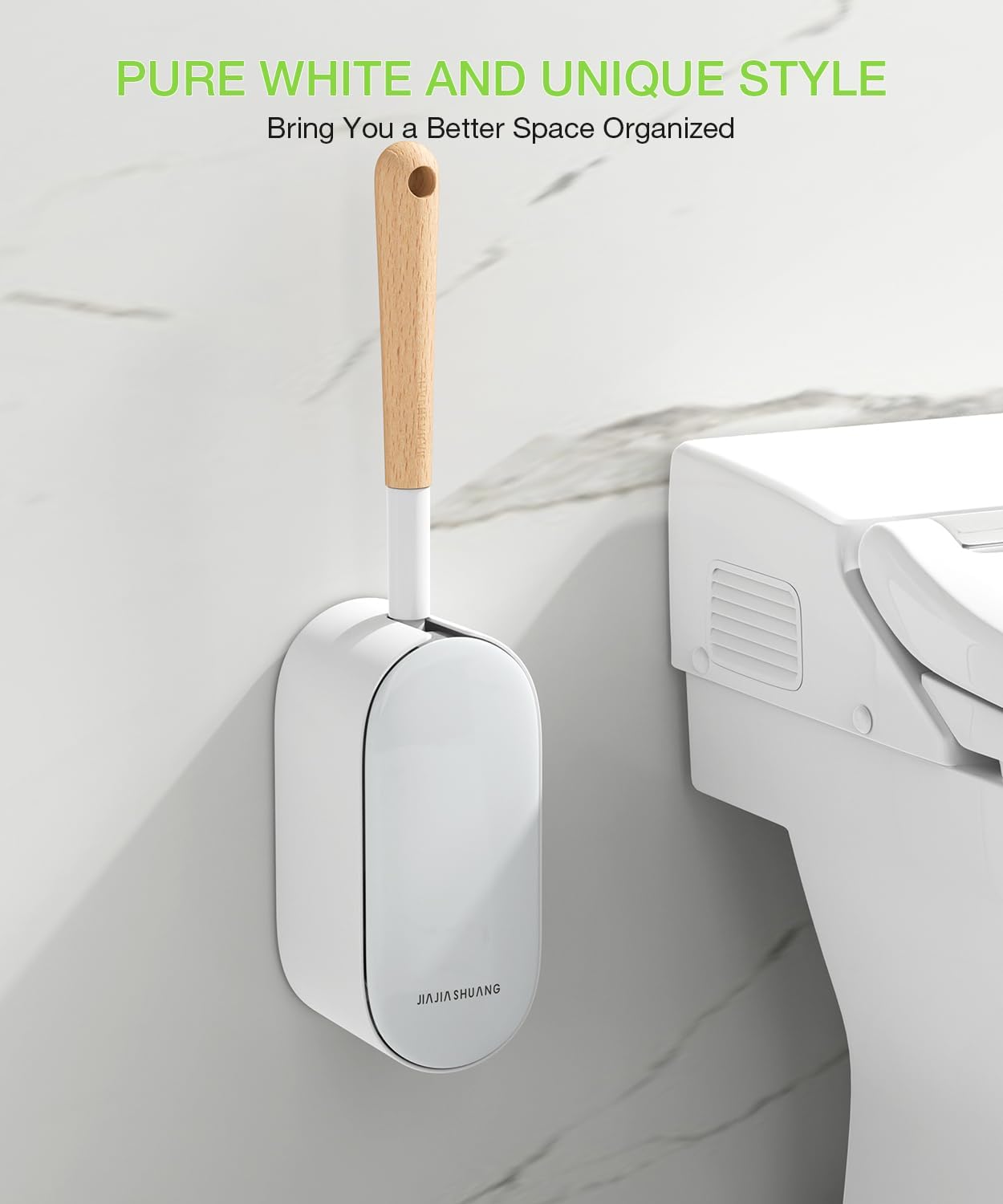 Toilet Bowl Brush and Holder, OSCIOSS Toilet Brush Set with Ergonomic Design, Compact Size, Durable Bristles, RV Toilet Brushes & Holders for Dead Corner Clean, White