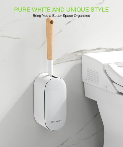 Toilet Bowl Brush and Holder, OSCIOSS Toilet Brush Set with Ergonomic Design, Compact Size, Durable Bristles, RV Toilet Brushes & Holders for Dead Corner Clean, White