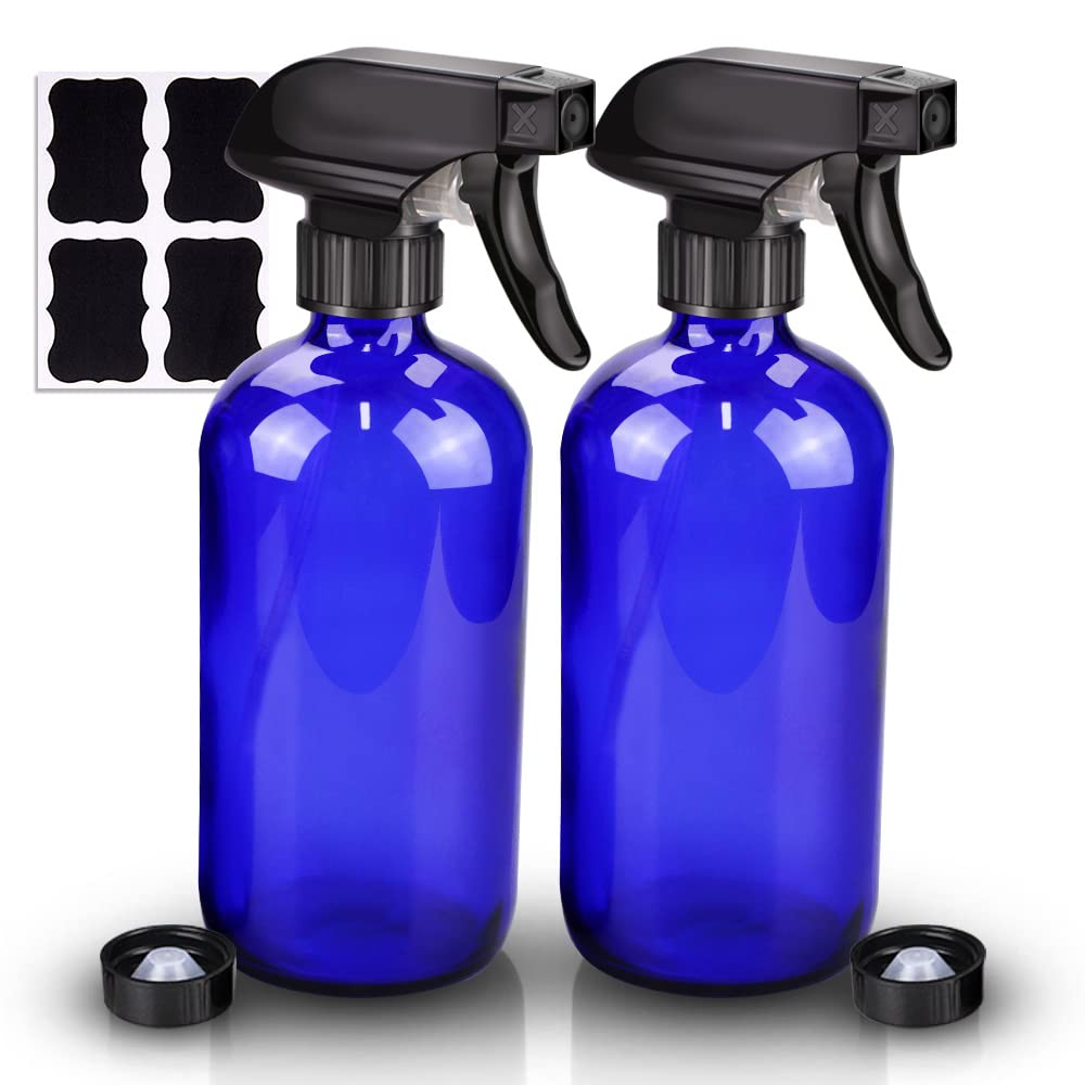 Wedama Amber Glass Spray Bottles, 16 oz Glass Spray Bottles for Cleaning Solutions and Essential Oils, Refillable Empty Spray Bottle with Adjustable Nozzles for Alcohol, Plant and Hair Care (1 Pack)