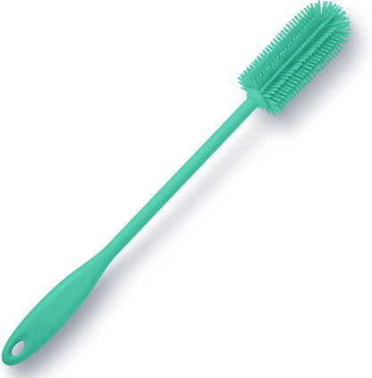 Silicone Bottle Brush, Water Bottle Cleaner Brush with Long Handle, Perfect for Cleaning Narrow Neck Containers, Vacuum Sports Bottle, Tumblers, Flask, Glassware (1 Pack, Turquoise)