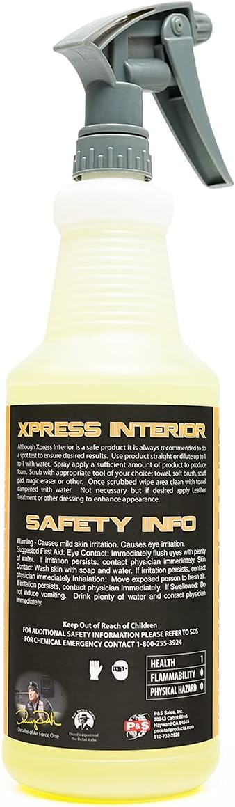 P & S PROFESSIONAL DETAIL PRODUCTS Xpress Interior Cleaner – Safe for Leather, Vinyl, Plastic & More, Removes Dirt, Grease & Oil, No Residue, Fresh Scent, No Dilution Needed - 1 Gallon
