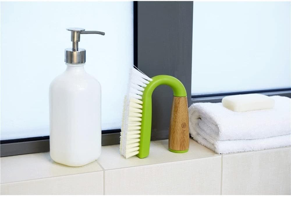Full Circle Grunge Buster, Grout & Tile Scrub Brush, Recycled Materials, Tough & Durable, Grey