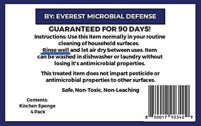 NoStench Kitchen Sponge | Odor Resistant, Non-Scratch Microfiber Mesh & Terry Cloth Sponge, Long Lasting Odor Protection | Durable, 4 Pack