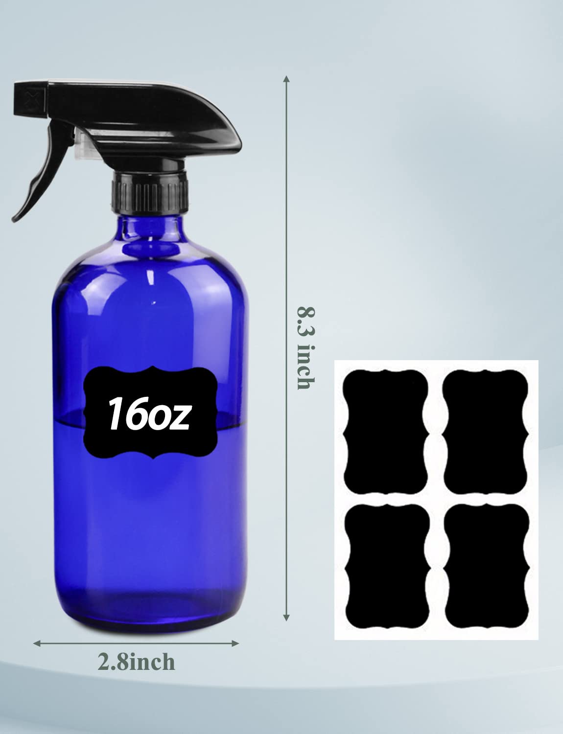 Wedama Amber Glass Spray Bottles, 16 oz Glass Spray Bottles for Cleaning Solutions and Essential Oils, Refillable Empty Spray Bottle with Adjustable Nozzles for Alcohol, Plant and Hair Care (1 Pack)