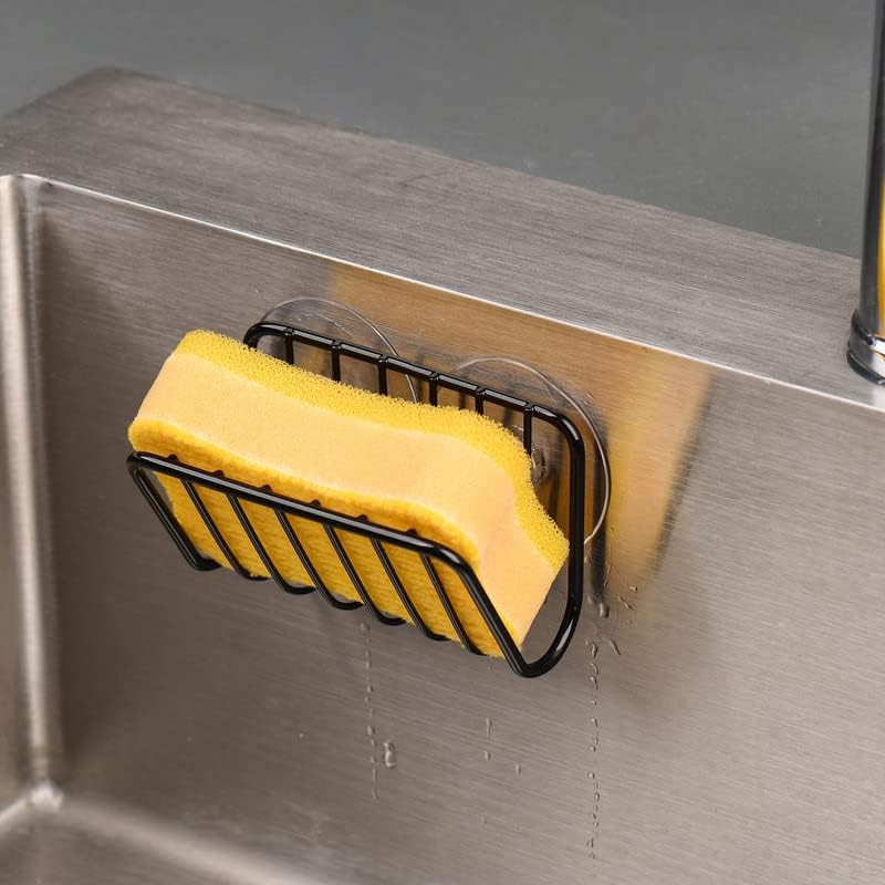 Toplife Sponge Holder for Kitchen Sink, Stainless Steel Suction Cup Sponge Caddy - Silver
